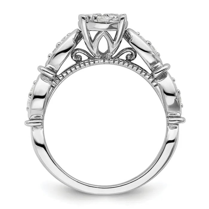 Goldia Rings 14K White Gold Lab Grown Diamond VSSI G Cluster Ring