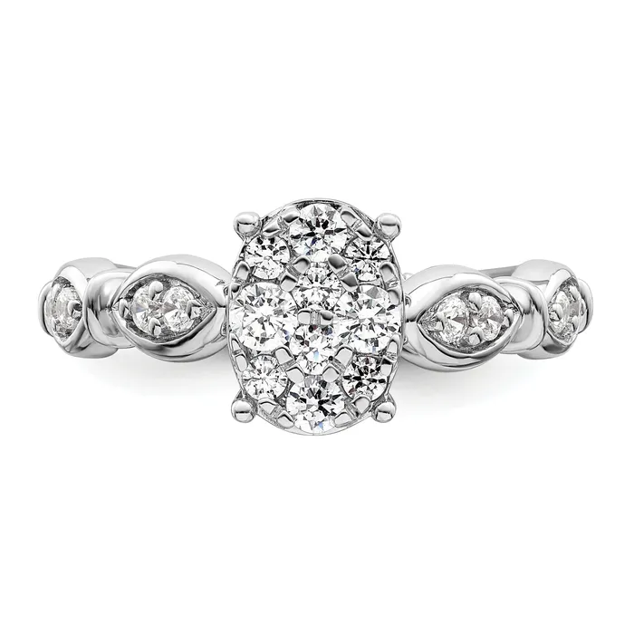 Goldia Rings 14K White Gold Lab Grown Diamond VSSI G Cluster Ring