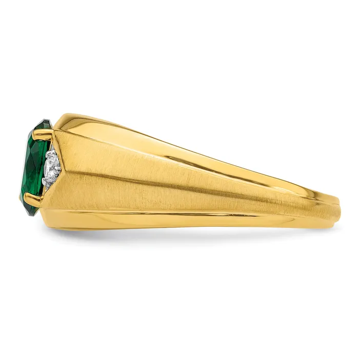 Goldia Rings 14k Yellow Gold 110 Ct Lab Grown Diamond VSSI G and Created Emerald Mens Ring