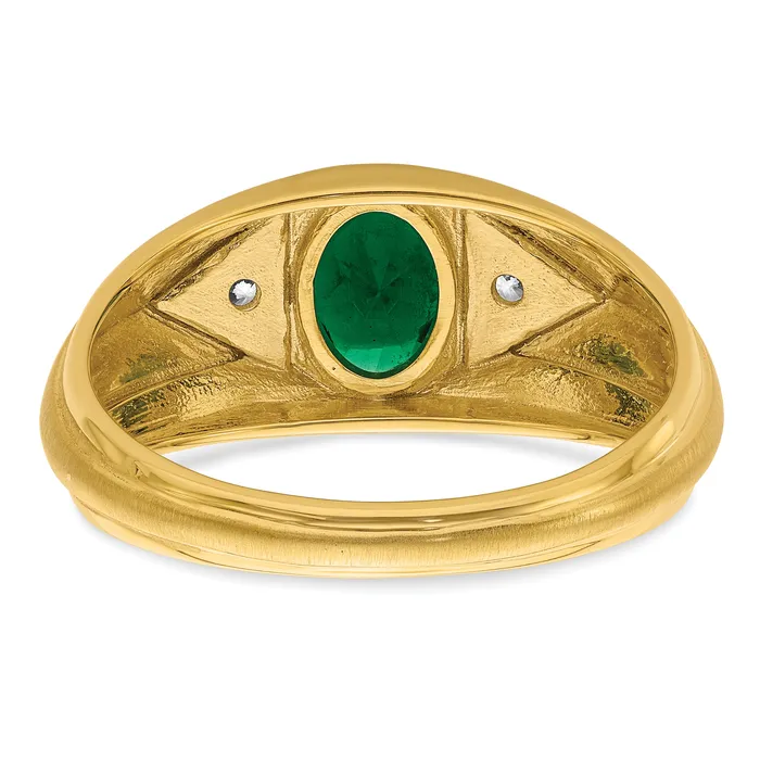 Goldia Rings 14k Yellow Gold 110 Ct Lab Grown Diamond VSSI G and Created Emerald Mens Ring