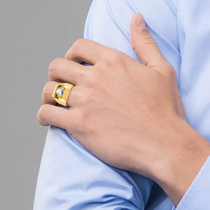 Goldia Rings 14k Yellow Gold 2 12 Ct Lab Grown Diamond VSSI G Mens Ring