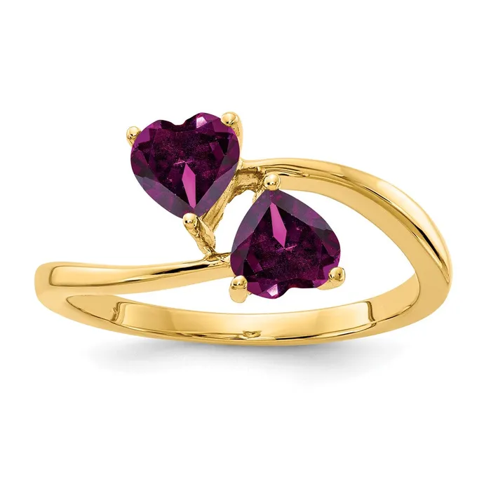 Goldia Rings 14k Yellow Gold 5mm Heart Rhodolite Garnet ring