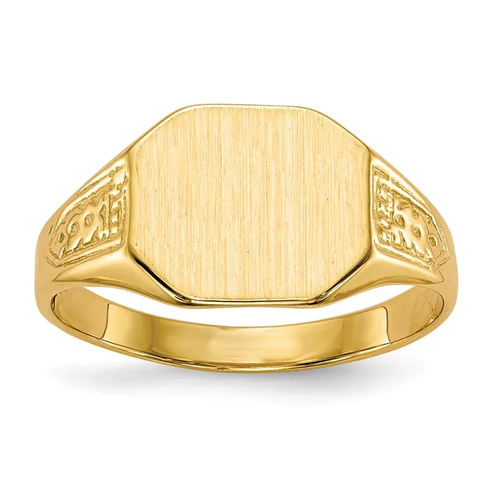 Goldia Rings 14K Yellow Gold 90x110mm Closed Back Signet Ring