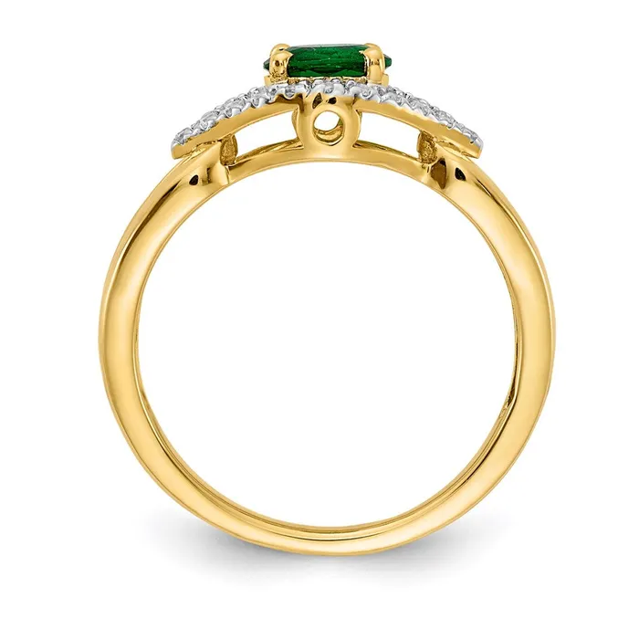 Goldia Rings 14K Yellow Gold Real Diamond and Emerald Ring