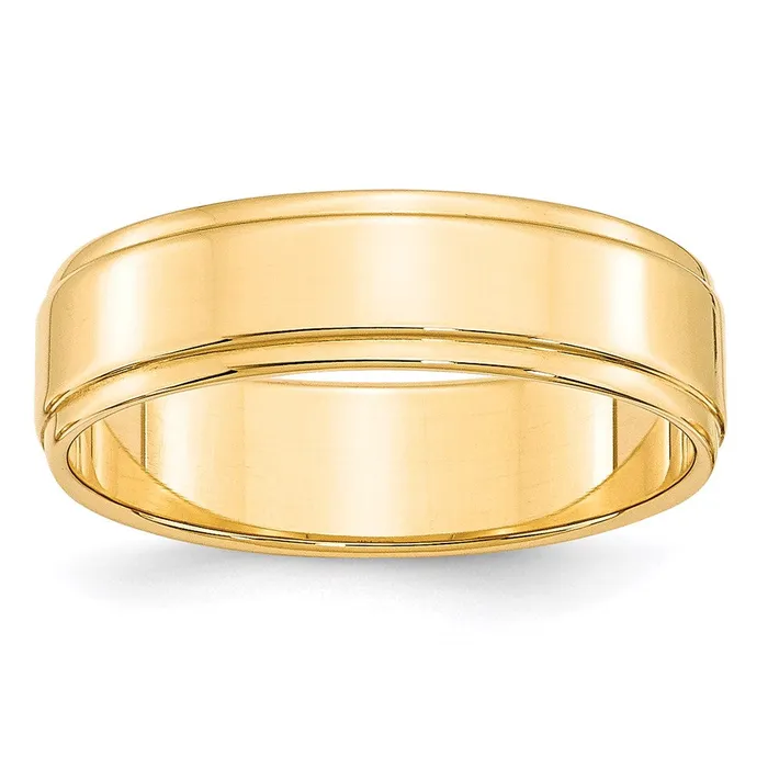 Goldia Rings Solid 10K Yellow Gold 6mm Flat with Step Edge MensWomens Wedding Band Ring Size 65