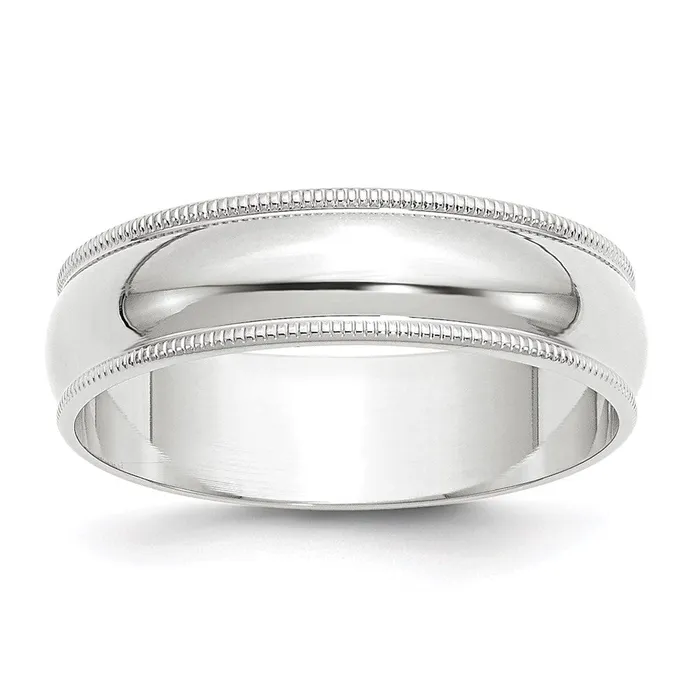 Goldia Rings Solid 14K White Gold 6mm Light Weight Milgrain Half Round MensWomens Wedding Band Ring Size 115 Goldia Rings Solid 14K White Gold 6mm Light Weight Milgrain Half Round MensWomens Wedding Band Ring Size 115