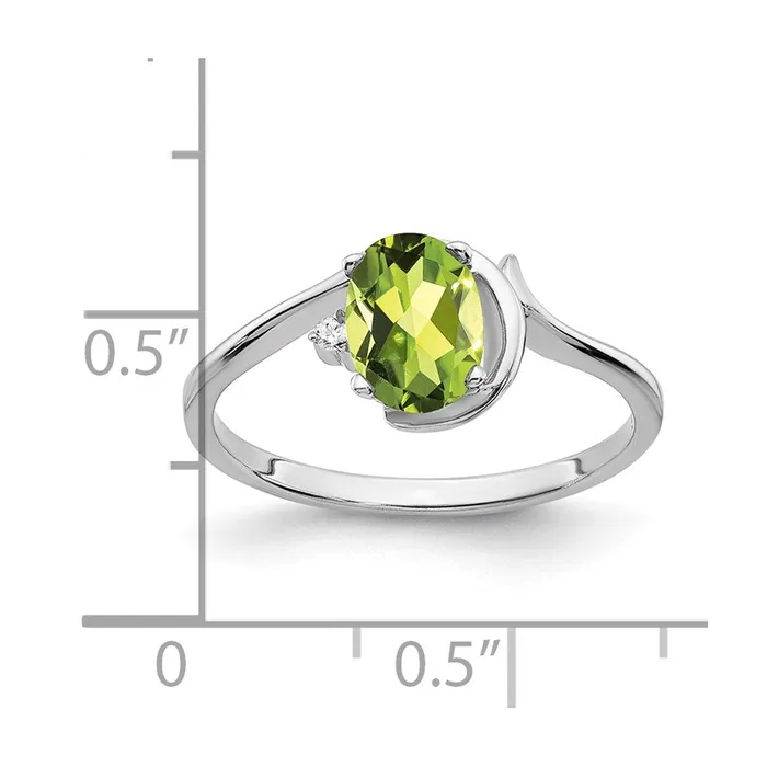 Goldia Rings Solid 14k White Gold 7x5mm Oval Simulated Peridot A CZ Ring