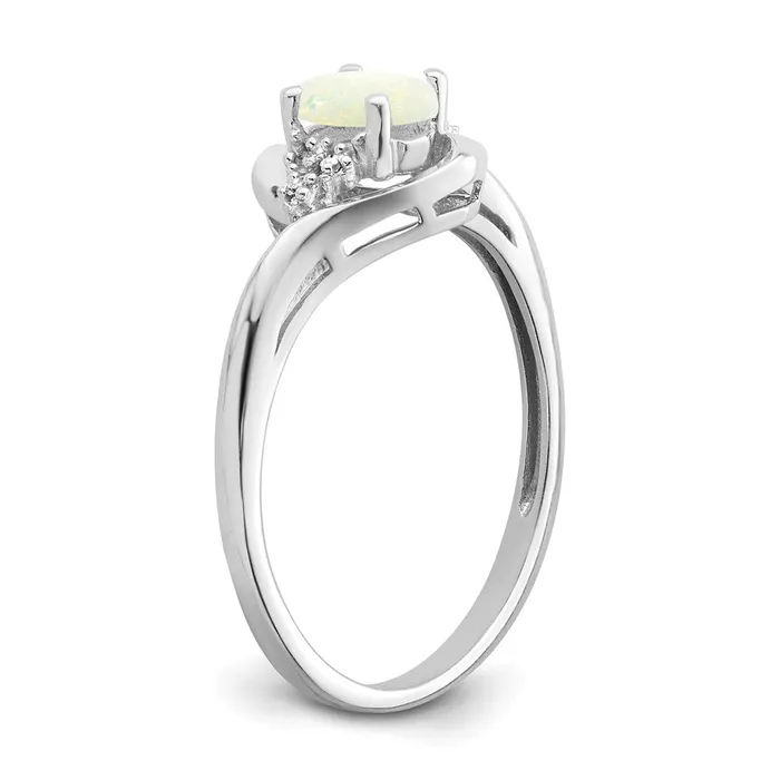Goldia Rings Solid 14k White Gold Simulated Opal and CZ Ring