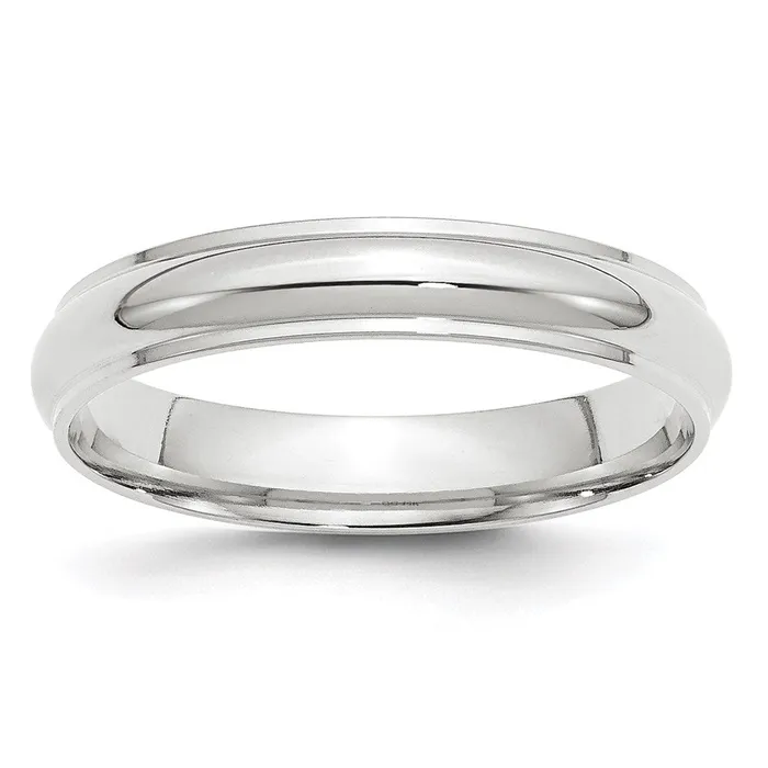 Goldia Rings Solid 18K White Gold 4mm Half Round with Edge MensWomens Wedding Band Ring Size 4 Goldia Rings Solid 18K White Gold 4mm Half Round with Edge MensWomens Wedding Band Ring Size 4