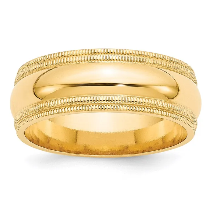 Goldia Rings Solid 18K Yellow Gold 8mm Double Milgrain Comfort Fit MensWomens Wedding Band Ring Size 105 Goldia Rings Solid 18K Yellow Gold 8mm Double Milgrain Comfort Fit MensWomens Wedding Band Ring Size 105