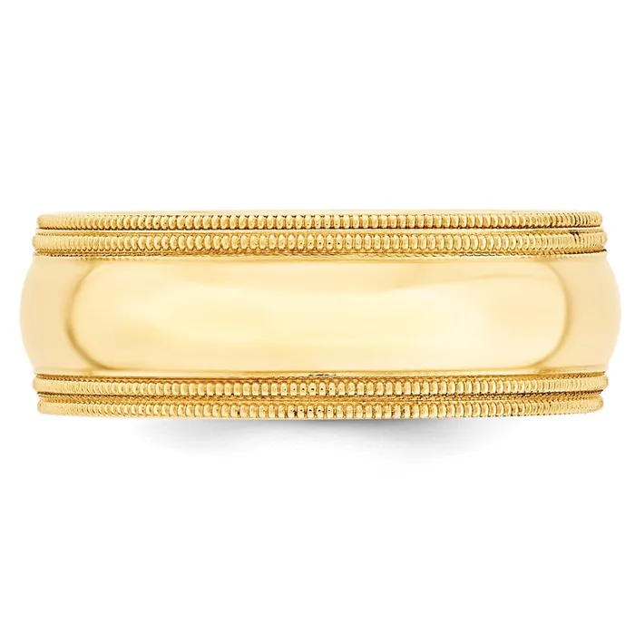 Goldia Rings Solid 18K Yellow Gold 8mm Double Milgrain Comfort Fit MensWomens Wedding Band Ring Size 105 Goldia Rings Solid 18K Yellow Gold 8mm Double Milgrain Comfort Fit MensWomens Wedding Band Ring Size 105