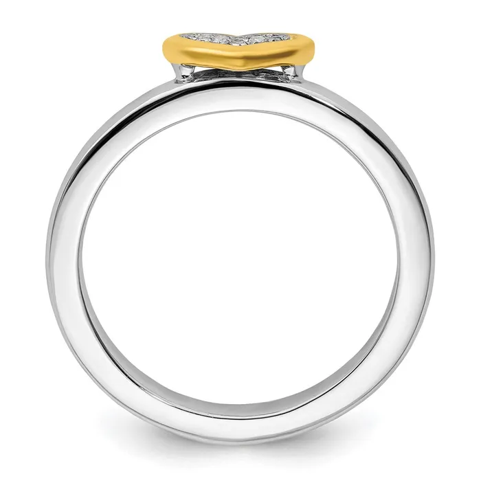 Goldia Rings Sterling Silver Stackable Expressions Goldplated Heart wDiamond Ring