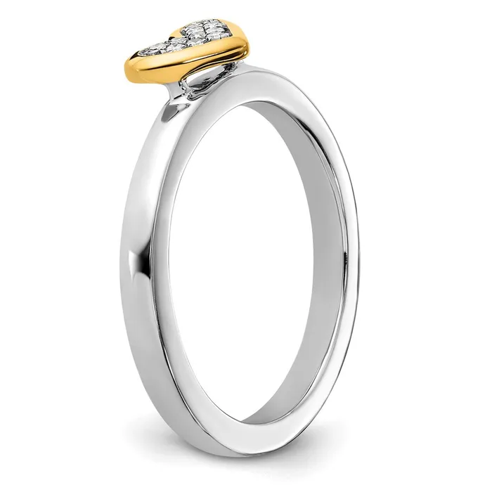 Goldia Rings Sterling Silver Stackable Expressions Goldplated Heart wDiamond Ring