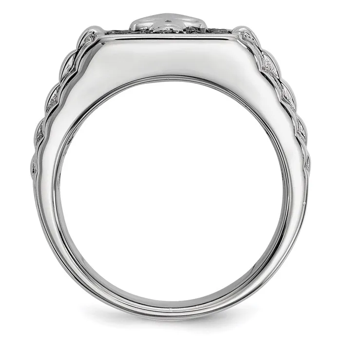 Goldia Rings White Night Sterling Silver Rhodiumplated Black Diamond Square Skull Mens Ring
