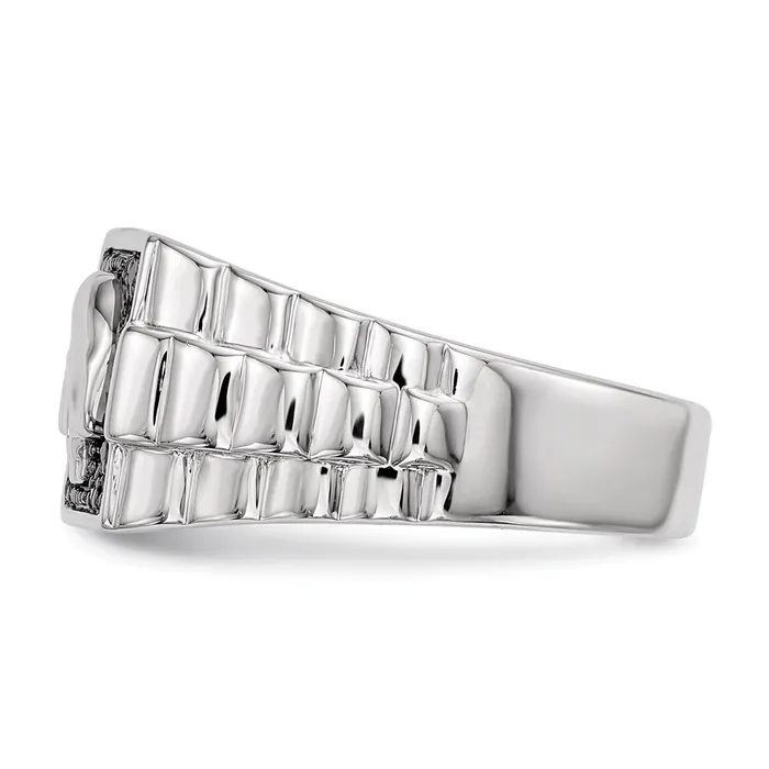 Goldia Rings White Night Sterling Silver Rhodiumplated Black Diamond Square Skull Mens Ring