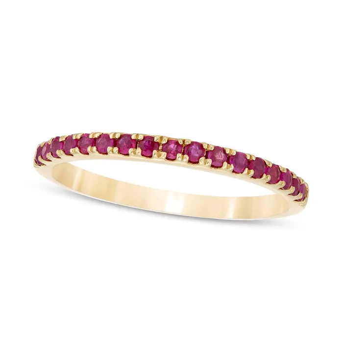 Goldia Ruby Petite Stackable Band in Solid 10K Yellow Gold Rings