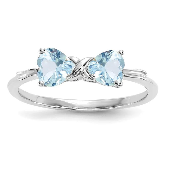 Goldia Solid 14k White Gold Polished Simulated Aquamarine Bow Ring Rings Goldia Solid 14k White Gold Polished Simulated Aquamarine Bow Ring Rings