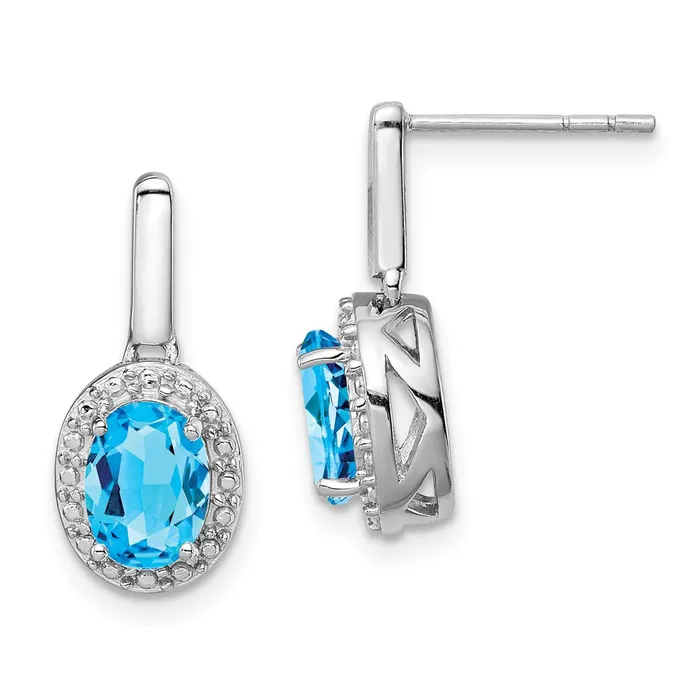 Goldia Sterling Silver Rhodium Light Swiss Blue Topaz Oval Post Dangle Earrings Earrings Goldia Sterling Silver Rhodium Light Swiss Blue Topaz Oval Post Dangle Earrings Earrings