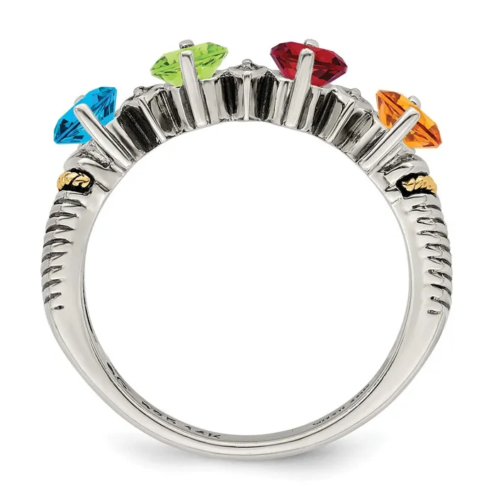 Goldia Sterling Silver u0026 14k Fourstone and Diamond Mothers Ring Rings