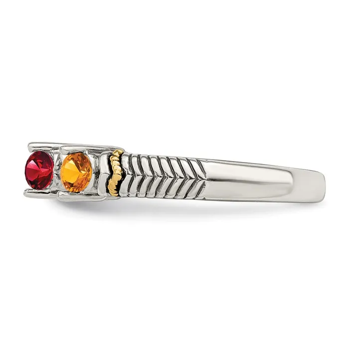 Goldia Sterling Silver u0026 14k Fourstone and Diamond Mothers Ring Rings