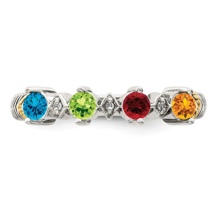 Goldia Sterling Silver u0026 14k Fourstone and Diamond Mothers Ring Rings