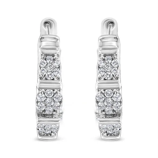JMS always Earrings Original Haus of Brilliance 925 Sterling Silver 12 Cttw Lab Grown Round Diamond Floral Cluster Hoop Earrings FG Color SI1SI2 Clarity JMS always Earrings Original Haus of Brilliance 925 Sterling Silver 12 Cttw Lab Grown Round Diamond Floral Cluster Hoop Earrings FG Color SI1SI2 Clarity