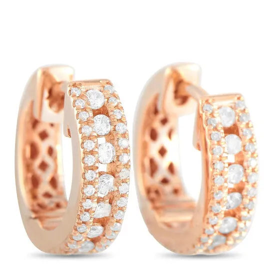 JMS always Earrings Original LB Exclusive 14K Rose Gold 035 ct Diamond Hoop Earrings JMS always Earrings Original LB Exclusive 14K Rose Gold 035 ct Diamond Hoop Earrings