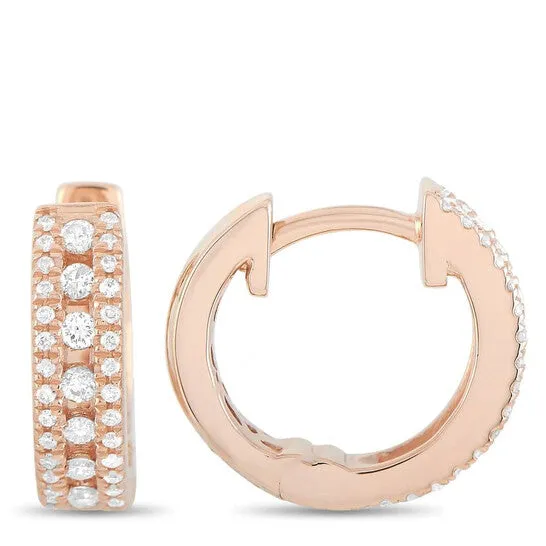 JMS always Earrings Original LB Exclusive 14K Rose Gold 035 ct Diamond Hoop Earrings JMS always Earrings Original LB Exclusive 14K Rose Gold 035 ct Diamond Hoop Earrings