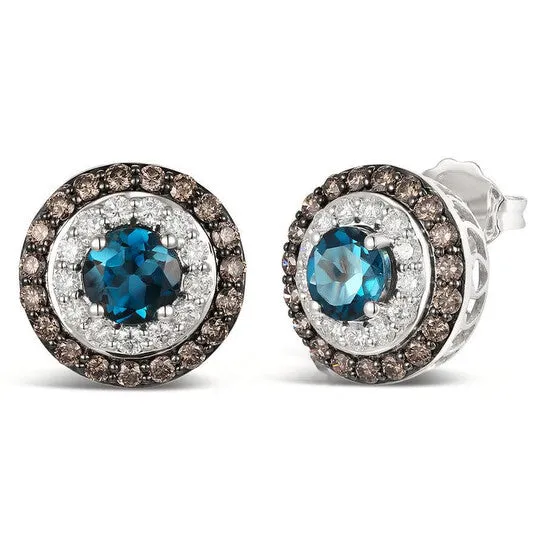 JMS always Earrings Original Le Vian Ladies Deep Sea Blue Topaz Earrings set in 14K Vanilla Gold JMS always Earrings Original Le Vian Ladies Deep Sea Blue Topaz Earrings set in 14K Vanilla Gold
