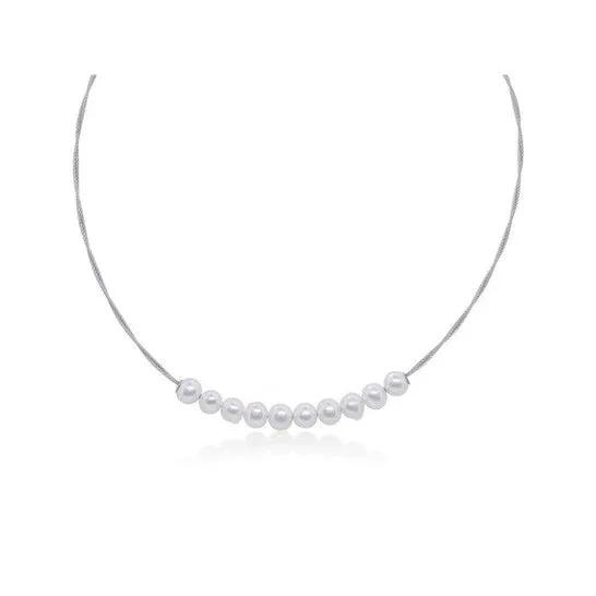 JMS always Necklaces Original ALOR Grey Cable Necklace with Freshwater Pearls