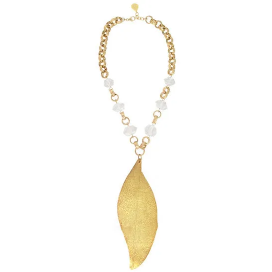 JMS always Necklaces Original Devon Leigh 18K Gold Plated Brass Clear Quartz Pendant Necklace N6321