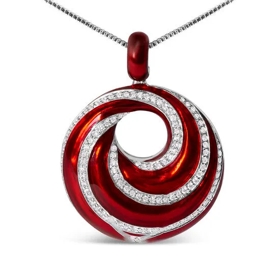 JMS always Necklaces Original Haus of Brilliance 925 Sterling Silver Red Enamel and 12 Diamond Endless Swirl Medallion 18 Pendant Necklace FG Color VS1VS2 Clarity JMS always Necklaces Original Haus of Brilliance 925 Sterling Silver Red Enamel and 12 Diamond Endless Swirl Medallion 18 Pendant Necklace FG Color VS1VS2 Clarity