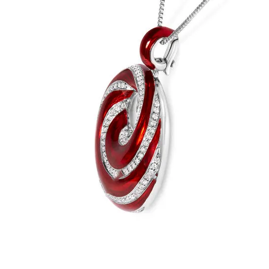 JMS always Necklaces Original Haus of Brilliance 925 Sterling Silver Red Enamel and 12 Diamond Endless Swirl Medallion 18 Pendant Necklace FG Color VS1VS2 Clarity JMS always Necklaces Original Haus of Brilliance 925 Sterling Silver Red Enamel and 12 Diamond Endless Swirl Medallion 18 Pendant Necklace FG Color VS1VS2 Clarity