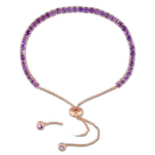 JMS always Original AMOUR Amethyst Tassel Bolo Bracelet In Rose Plated Sterling Silver Bracelets JMS always Original AMOUR Amethyst Tassel Bolo Bracelet In Rose Plated Sterling Silver Bracelets