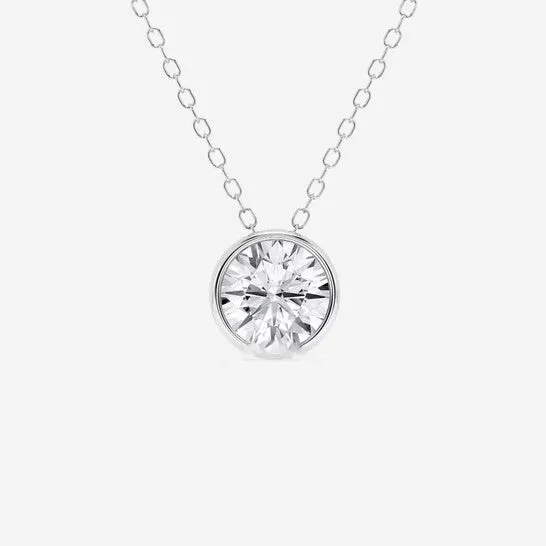 JMS always Original Brilliant Diamond 100 cttw 14KT White Gold Bezel Setting RoundCut Lab Grown Diamond Pendant Necklace for WomenVS2 Necklaces