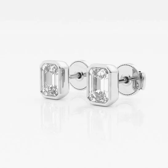 JMS always Original Brilliant Diamond 14KT White Gold 1 12 cttw EmeraldCut Lab Grown Diamond Bezel Set Solitaire Stud Earrings for Women GVSSI Earrings JMS always Original Brilliant Diamond 14KT White Gold 1 12 cttw EmeraldCut Lab Grown Diamond Bezel Set Solitaire Stud Earrings for Women GVSSI Earrings