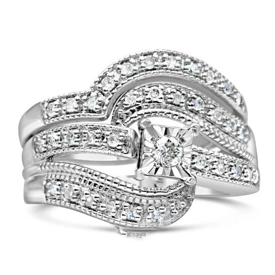 JMS always Original Haus of Brilliance 925 Sterling Silver 13 Cttw Round Diamond Crisscross Engagement Ring Bridal Set HI Color I1I2 Clarity Rings JMS always Original Haus of Brilliance 925 Sterling Silver 13 Cttw Round Diamond Crisscross Engagement Ring Bridal Set HI Color I1I2 Clarity Rings