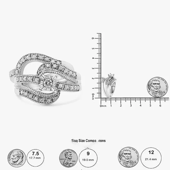 JMS always Original Haus of Brilliance 925 Sterling Silver 13 Cttw Round Diamond Crisscross Engagement Ring Bridal Set HI Color I1I2 Clarity Rings JMS always Original Haus of Brilliance 925 Sterling Silver 13 Cttw Round Diamond Crisscross Engagement Ring Bridal Set HI Color I1I2 Clarity Rings