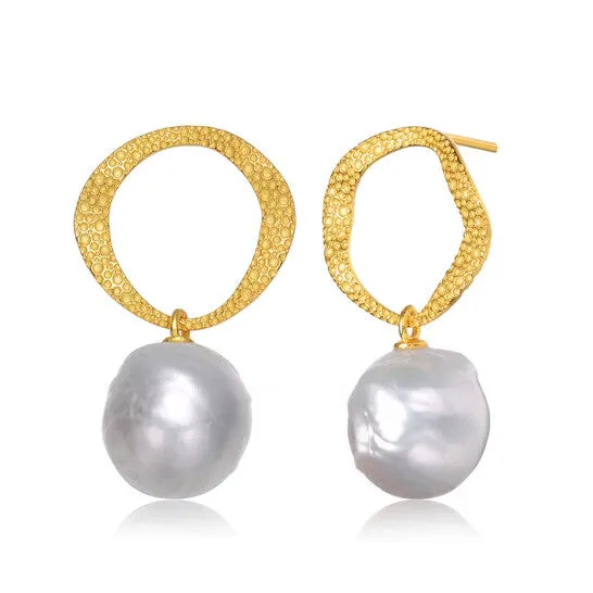 JMS always Original Megan Walford 925 Sterling Silver Gold Plated Freshwater Button Pearl Drop Earrings Earrings JMS always Original Megan Walford 925 Sterling Silver Gold Plated Freshwater Button Pearl Drop Earrings Earrings