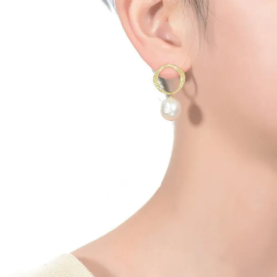 JMS always Original Megan Walford 925 Sterling Silver Gold Plated Freshwater Button Pearl Drop Earrings Earrings JMS always Original Megan Walford 925 Sterling Silver Gold Plated Freshwater Button Pearl Drop Earrings Earrings
