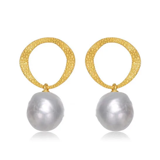 JMS always Original Megan Walford 925 Sterling Silver Gold Plated Freshwater Button Pearl Drop Earrings Earrings JMS always Original Megan Walford 925 Sterling Silver Gold Plated Freshwater Button Pearl Drop Earrings Earrings