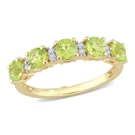 JMS always Rings Original Amour 1 35 CT TGW Peridot and White Sapphire Semi Eternity Ring in Yellow Gold Plated Sterling Silver JMS always Rings Original Amour 1 35 CT TGW Peridot and White Sapphire Semi Eternity Ring in Yellow Gold Plated Sterling Silver