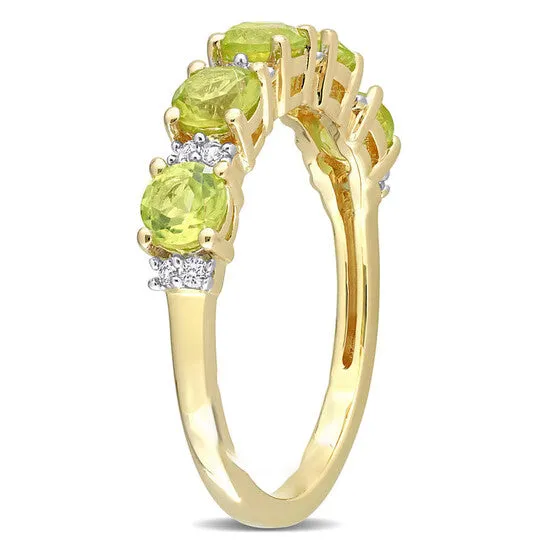 JMS always Rings Original Amour 1 35 CT TGW Peridot and White Sapphire Semi Eternity Ring in Yellow Gold Plated Sterling Silver JMS always Rings Original Amour 1 35 CT TGW Peridot and White Sapphire Semi Eternity Ring in Yellow Gold Plated Sterling Silver