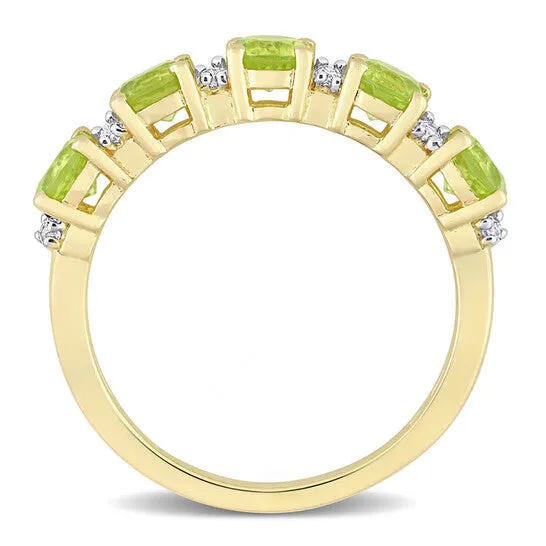 JMS always Rings Original Amour 1 35 CT TGW Peridot and White Sapphire Semi Eternity Ring in Yellow Gold Plated Sterling Silver JMS always Rings Original Amour 1 35 CT TGW Peridot and White Sapphire Semi Eternity Ring in Yellow Gold Plated Sterling Silver