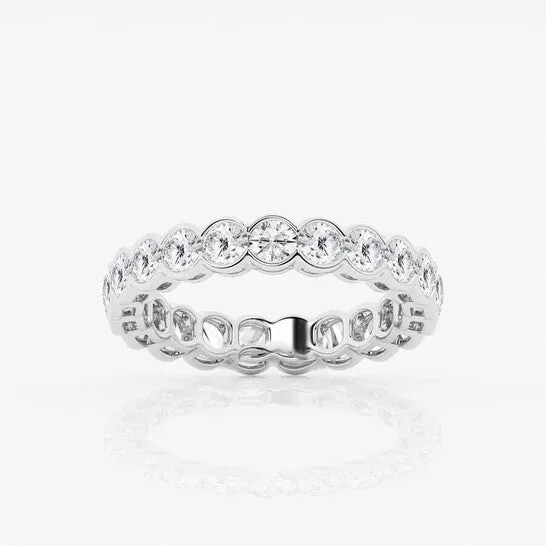 JMS always Rings Original Brilliant Diamond 2 cttw RoundCut Lab Grown Diamond Half Bezel Eternity Band in 14KT White Gold GSI JMS always Rings Original Brilliant Diamond 2 cttw RoundCut Lab Grown Diamond Half Bezel Eternity Band in 14KT White Gold GSI