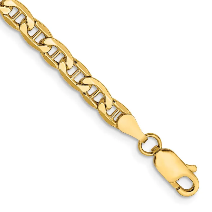 MDS Bracelets 14K Yellow Gold 7 inch 4mm SemiSolid Anchor with Lobster Clasp Bracelet MDS Bracelets 14K Yellow Gold 7 inch 4mm SemiSolid Anchor with Lobster Clasp Bracelet