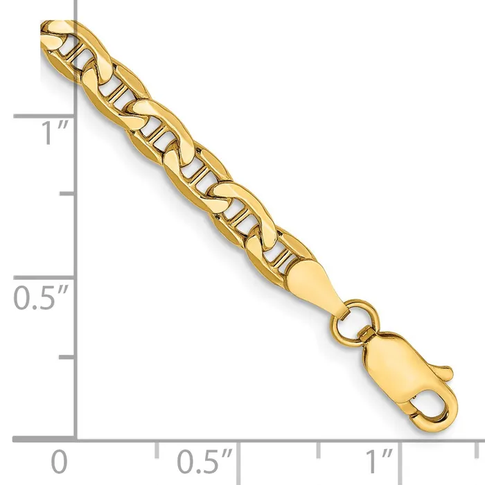 MDS Bracelets 14K Yellow Gold 7 inch 4mm SemiSolid Anchor with Lobster Clasp Bracelet MDS Bracelets 14K Yellow Gold 7 inch 4mm SemiSolid Anchor with Lobster Clasp Bracelet