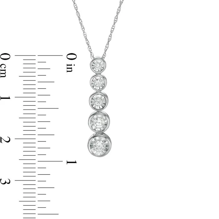 Necklaces 025 CT TW Natural Diamond Five Stone Graduated Pendant in Sterling Silver Goldia Necklaces 025 CT TW Natural Diamond Five Stone Graduated Pendant in Sterling Silver Goldia