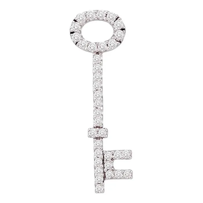 Necklaces 14k White Gold Round Diamond Slender Oval Key Pendant 12 Cttw gndatlanta Necklaces 14k White Gold Round Diamond Slender Oval Key Pendant 12 Cttw gndatlanta