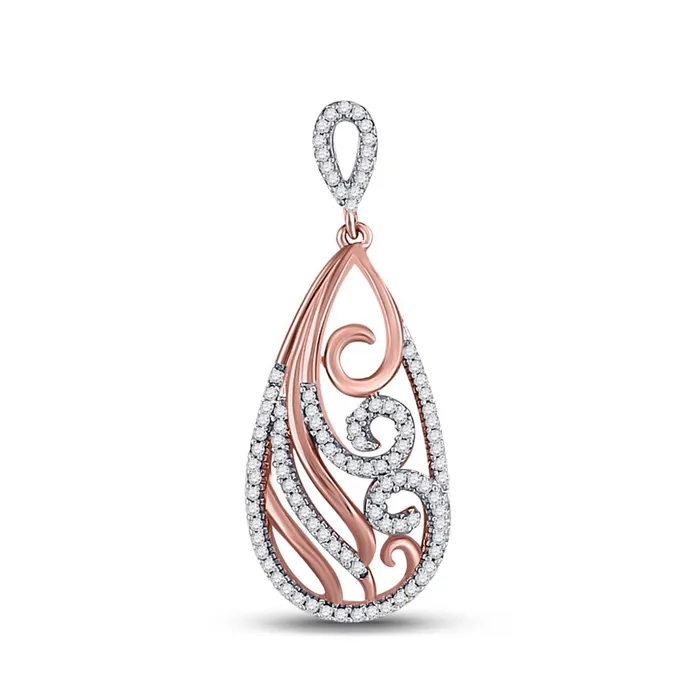 Necklaces gndatlanta 10k Rose Gold Round Diamond Curl Teardrop Pendant 14 Cttw Necklaces gndatlanta 10k Rose Gold Round Diamond Curl Teardrop Pendant 14 Cttw